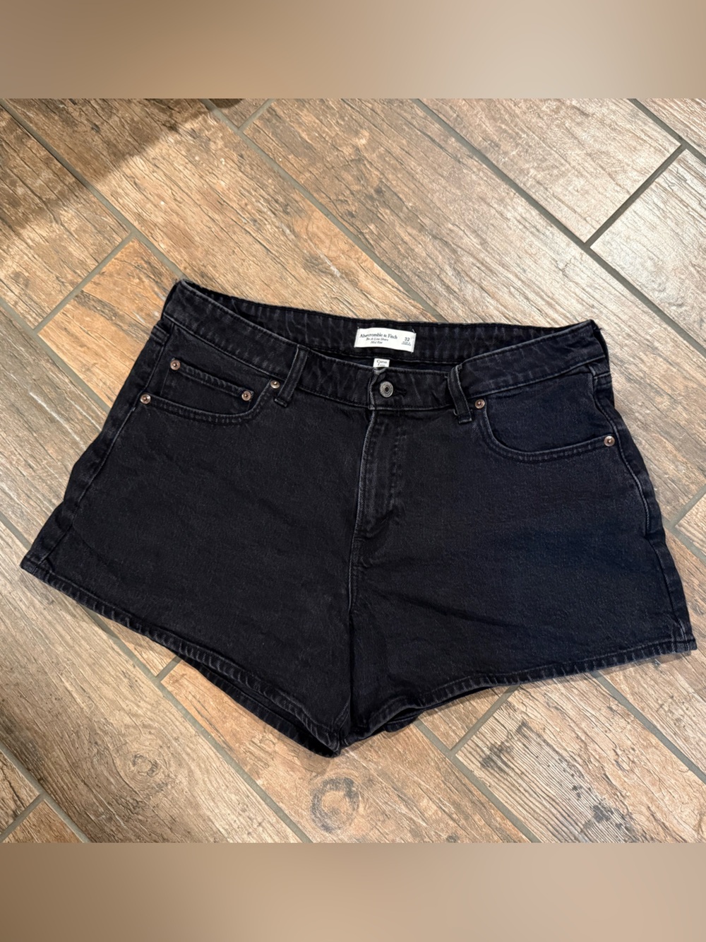 Abercrombie & Fitch Black “The A-Line Short Mid Rise” Denim Shorts